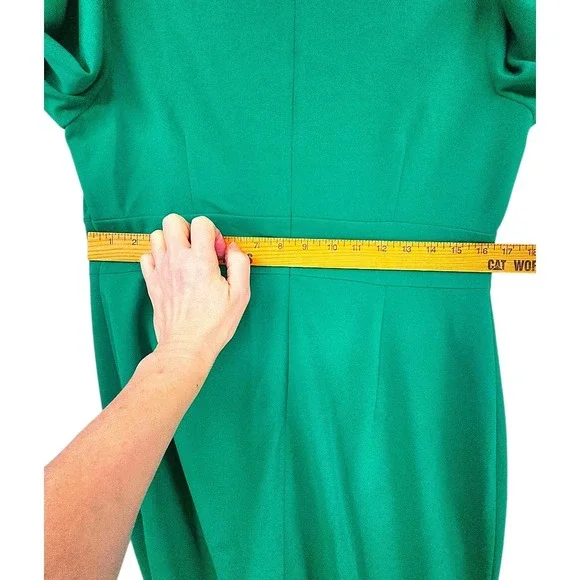 DKNY Sheath Dress 12 Women Green Ruched Sleeve Empire Waist Business Office - Picture 7 of 12